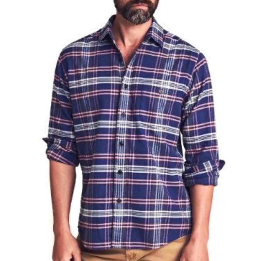 Faherty Cardiff Brushed Plaid‎ Stretch Seaview Button Up Long Sleeve Flannel S